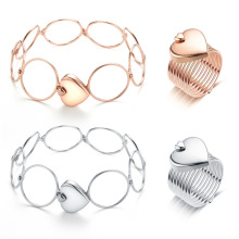tik tok promotion gift heart charm stainless steel multifunctional bracelet ring flexible transmutable rose gold ring